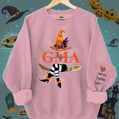 Lofaris Personalized Nana Life Witch Halloween Shirt Custom Grandma With Grandkids Name On The Sleeve Sweatshirt Gift for her