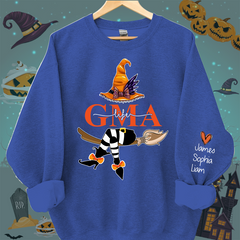 Lofaris Personalized Nana Life Witch Halloween Shirt Custom Grandma With Grandkids Name On The Sleeve Sweatshirt Gift for her