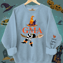 Lofaris Personalized Nana Life Witch Halloween Shirt Custom Grandma With Grandkids Name On The Sleeve Sweatshirt Gift for her