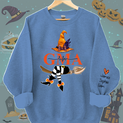 Lofaris Personalized Nana Life Witch Halloween Shirt Custom Grandma With Grandkids Name On The Sleeve Sweatshirt Gift for her