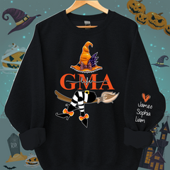 Lofaris Personalized Nana Life Witch Halloween Shirt Custom Grandma With Grandkids Name On The Sleeve Sweatshirt Gift for her