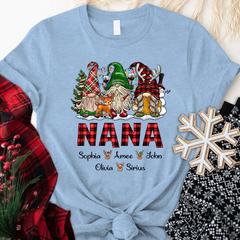 Lofaris Personalized Gnomes Grandma Kids Christmas T-Shirt