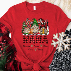 Lofaris Personalized Gnomes Grandma Kids Christmas T-Shirt