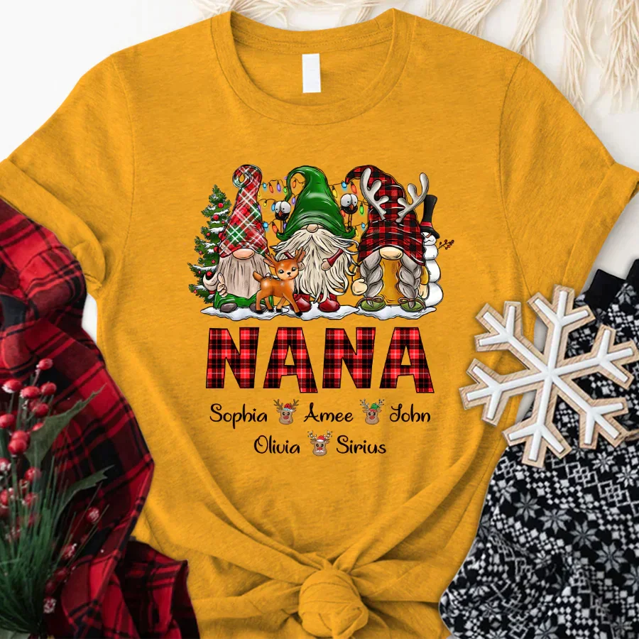 Lofaris Personalized Gnomes Grandma Kids Christmas T-Shirt