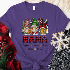 Lofaris Personalized Gnomes Grandma Kids Christmas T-Shirt