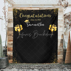 Lofaris Personalized Gold Balloons Black Graduation Party Backdrop