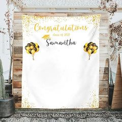 Lofaris Personalized Gold Balloons White Graduation Party Backdrop