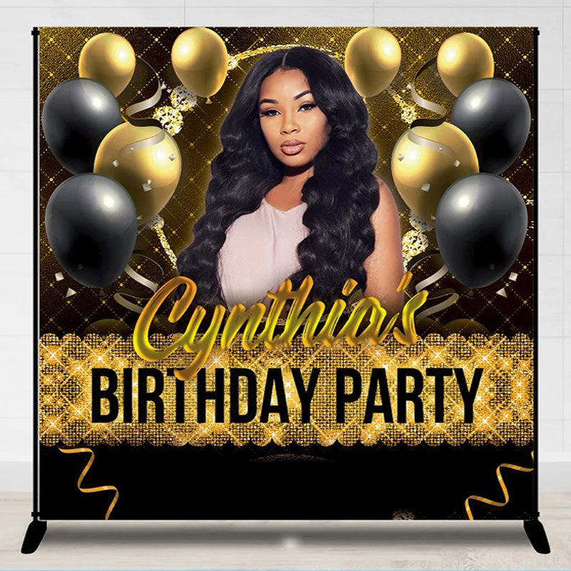 Lofaris Personalized Gold Black Birthday Backdrop With Photo