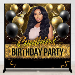 Lofaris Personalized Gold Black Birthday Backdrop With Photo