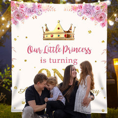 Lofaris Personalized Gold Floral Girl Birthday Backdrop