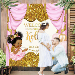 Lofaris Personalized Gold Pink Princess Baby Shower Backdrop