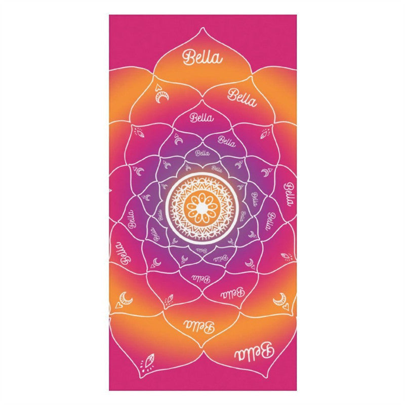 Lofaris Personalized Gradient Mandala Flower Name Beach Towel