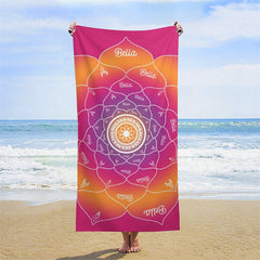 Lofaris Personalized Gradient Mandala Flower Name Beach Towel