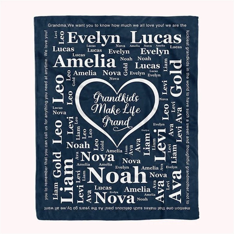 Lofaris Personalized Grandkids Name Blanket Gifts for Grandparent