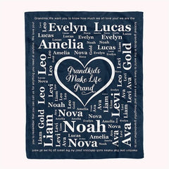 Lofaris Personalized Grandkids Name Blanket Gifts for Grandparent