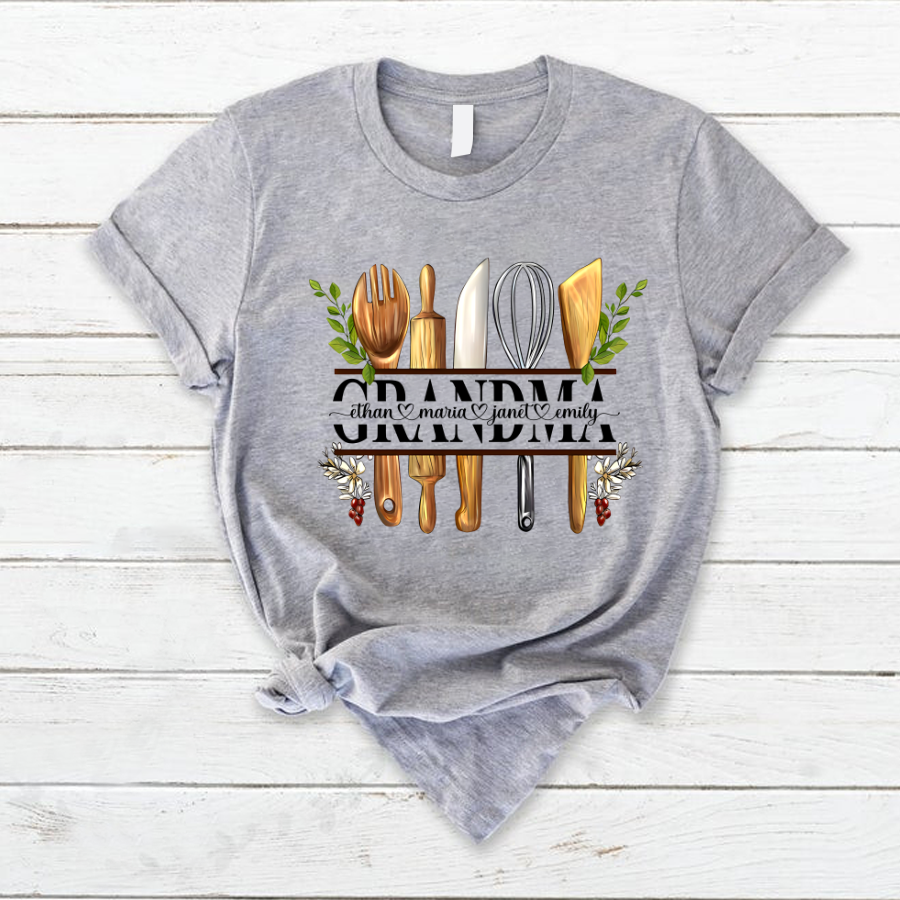 Lofaris Personalized Grandma And Kids Cooking Tools T - Shirt