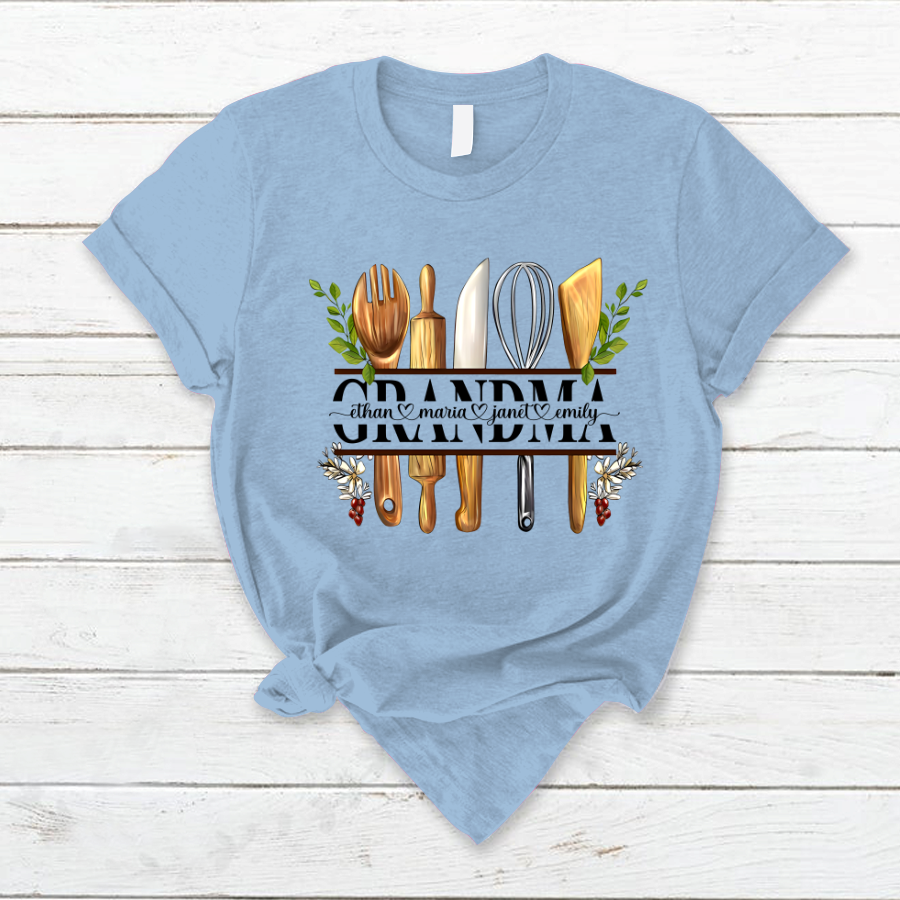 Lofaris Personalized Grandma And Kids Cooking Tools T - Shirt