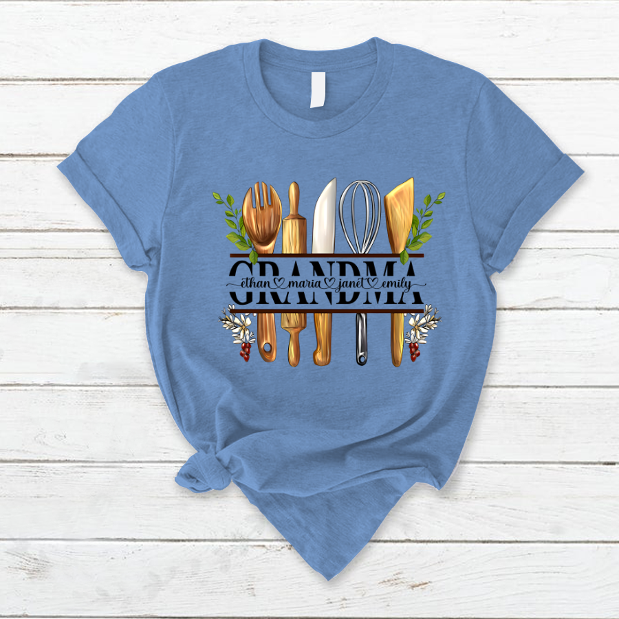 Lofaris Personalized Grandma And Kids Cooking Tools T - Shirt