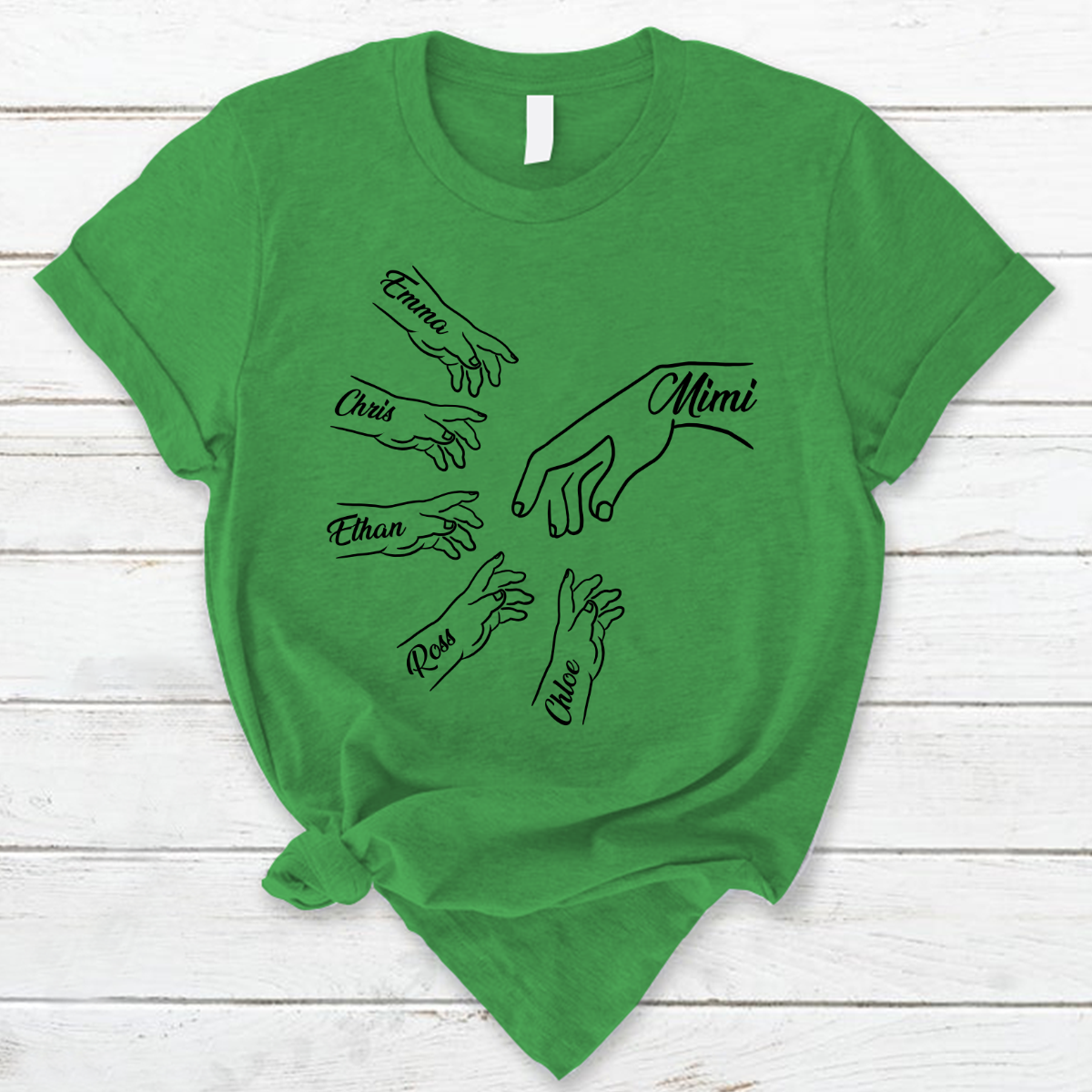 Lofaris Personalized Grandma and Kids Simple Hands T - Shirt