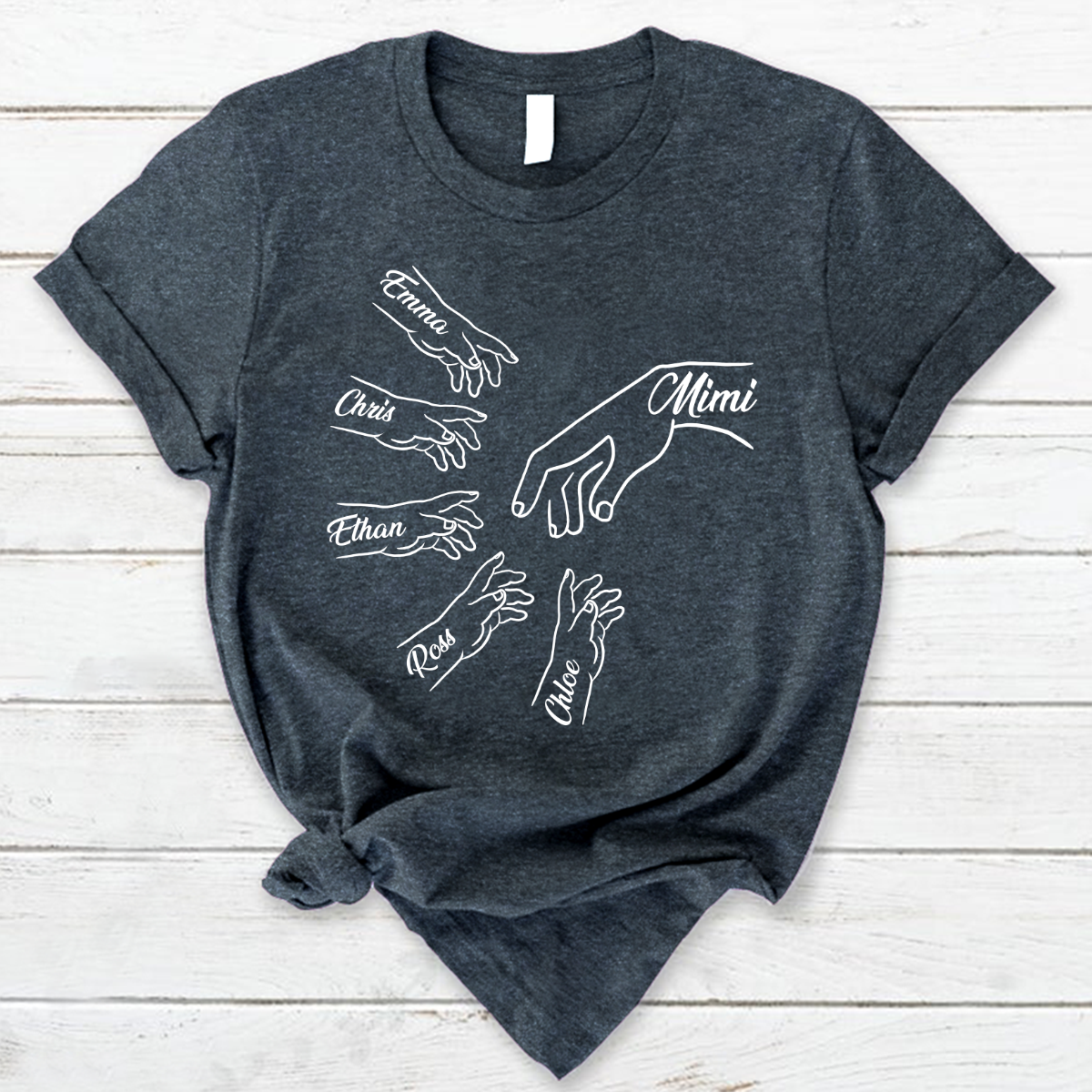 Lofaris Personalized Grandma and Kids Simple Hands T - Shirt