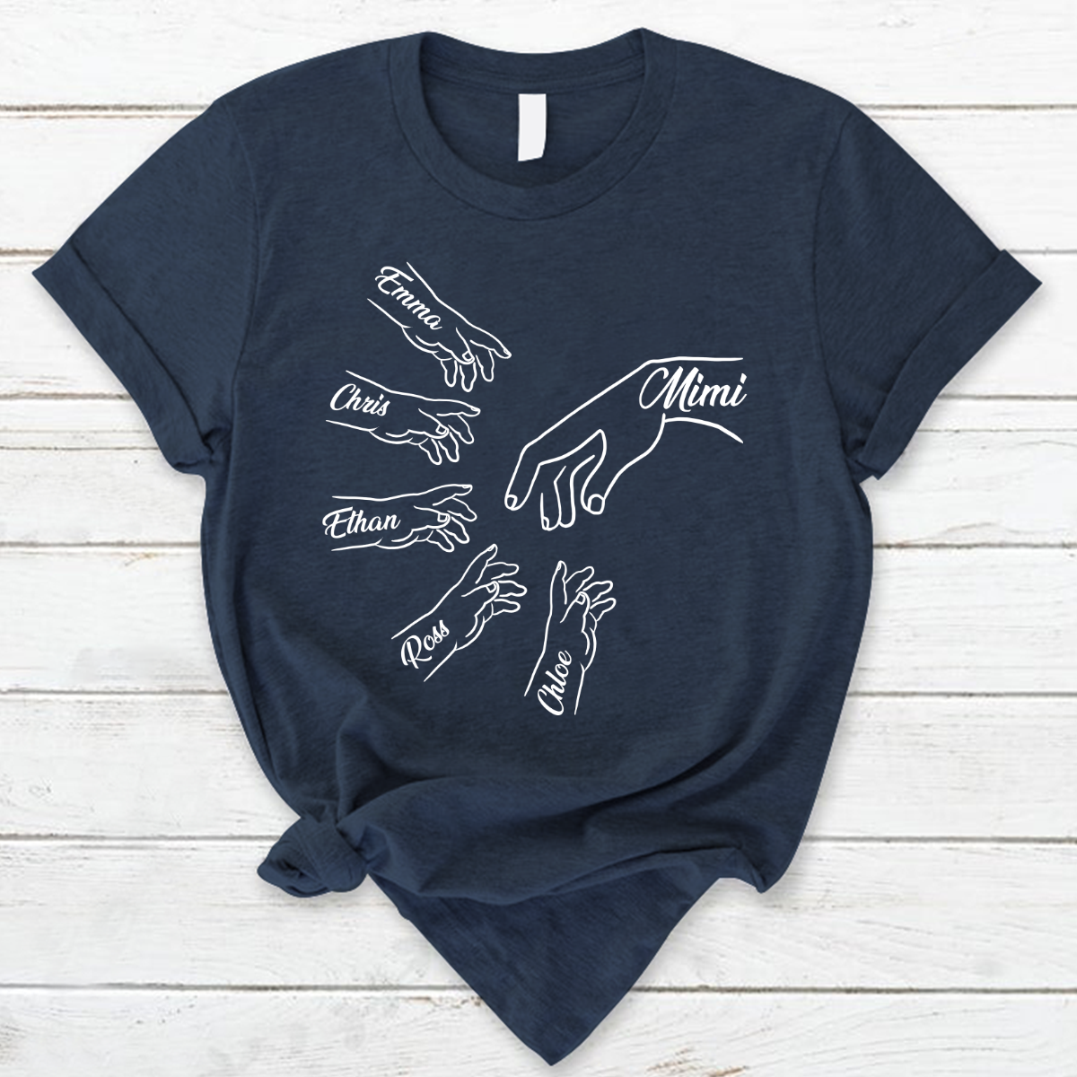 Lofaris Personalized Grandma and Kids Simple Hands T - Shirt