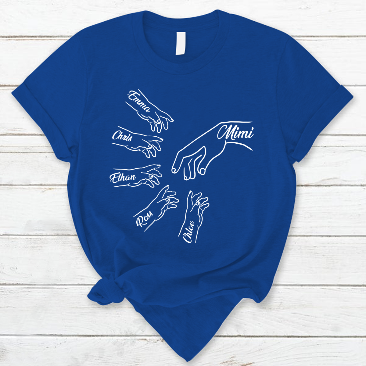 Lofaris Personalized Grandma and Kids Simple Hands T - Shirt