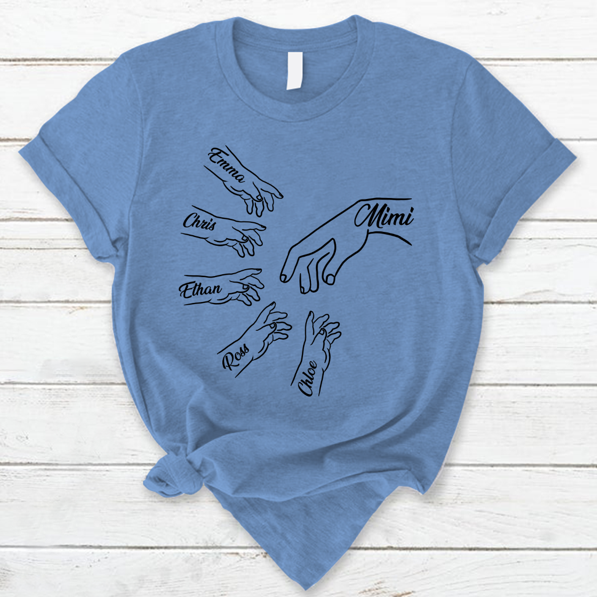 Lofaris Personalized Grandma and Kids Simple Hands T - Shirt