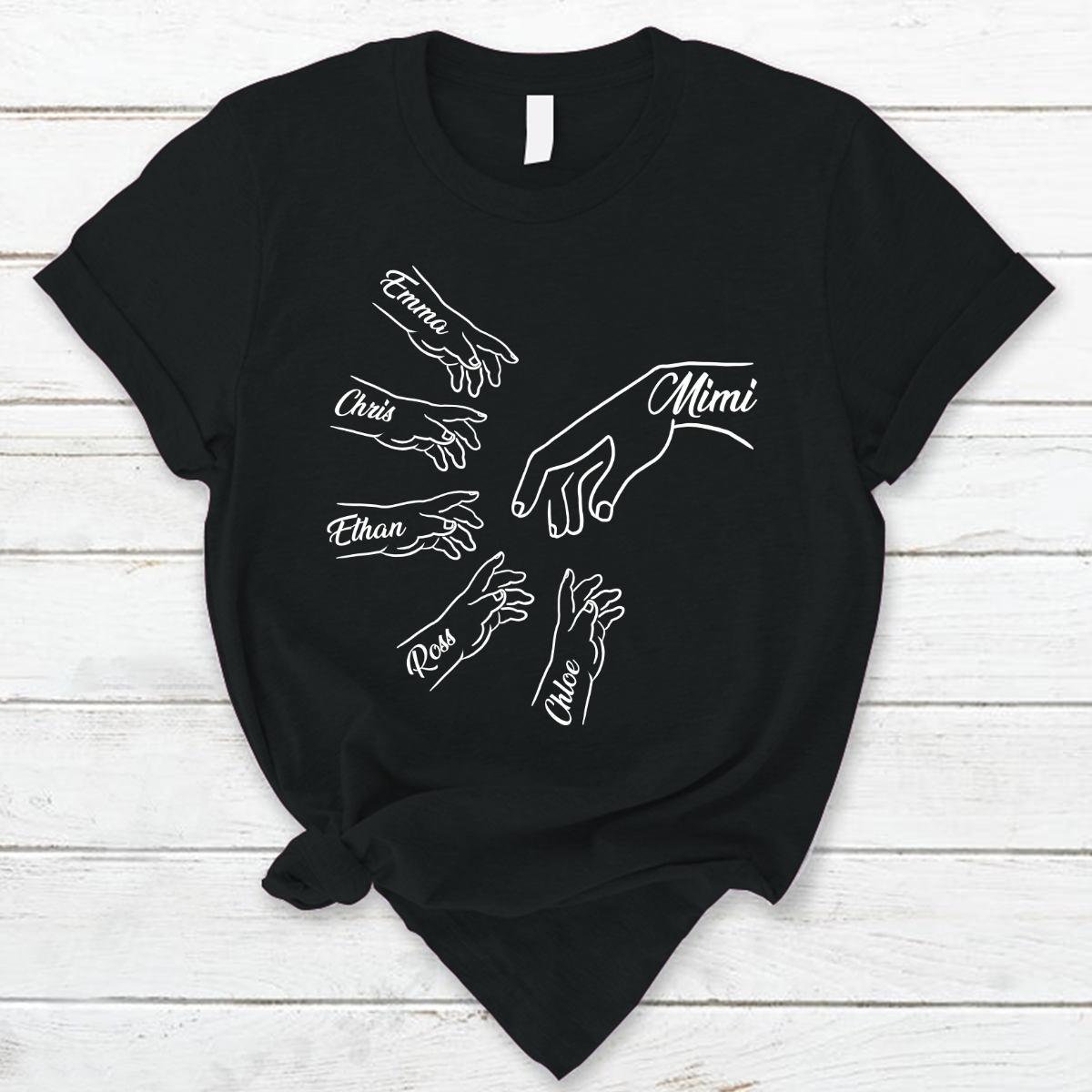 Lofaris Personalized Grandma and Kids Simple Hands T - Shirt