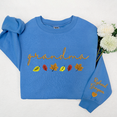 Lofaris Personalized Grandma Autumn Leaves Kids Sweatshirt