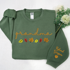 Lofaris Personalized Grandma Autumn Leaves Kids Sweatshirt