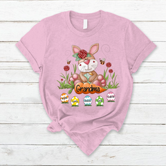 Lofaris Personalized Grandma Bunny Easter Egg Kids T-Shirt