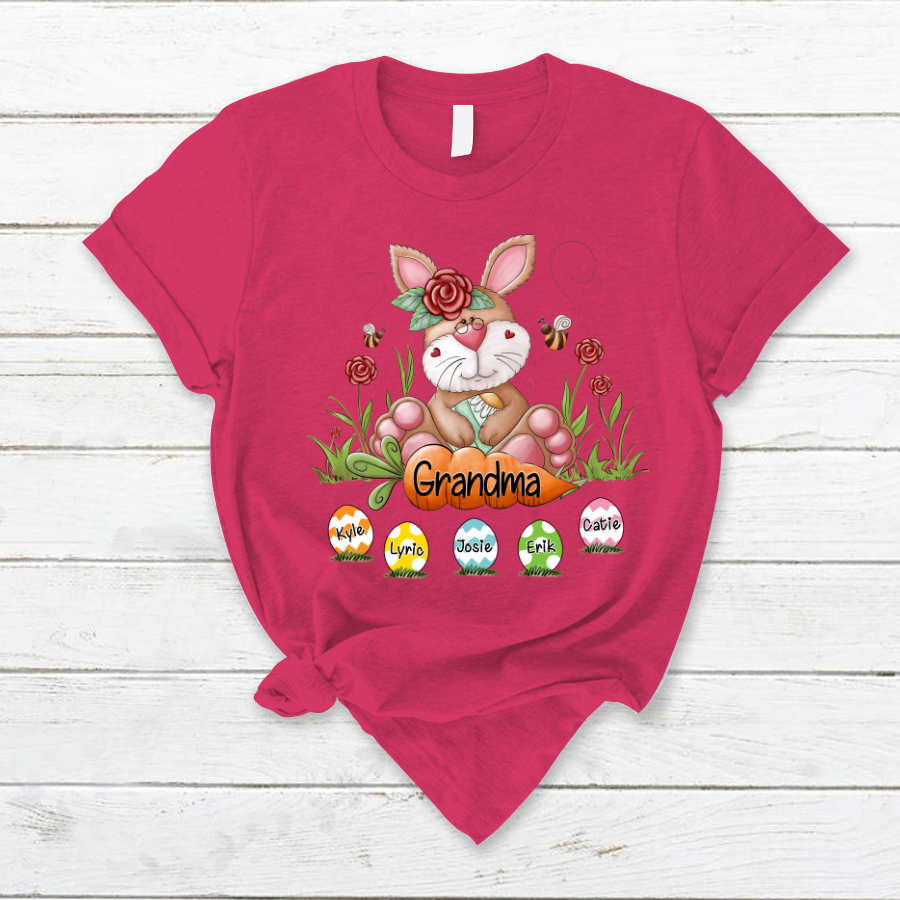 Lofaris Personalized Grandma Bunny Easter Egg Kids T-Shirt