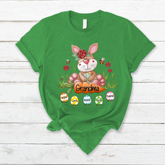 Lofaris Personalized Grandma Bunny Easter Egg Kids T-Shirt