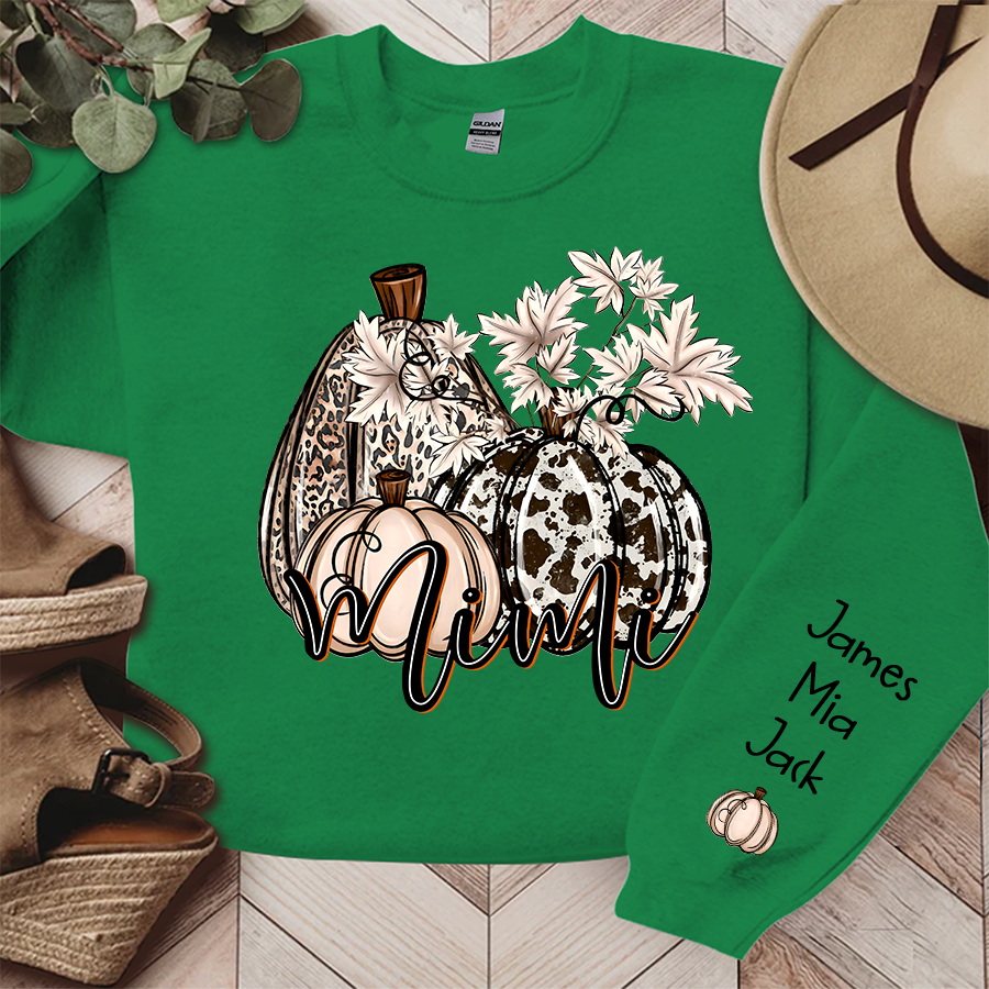 Lofaris Personalized Grandma Cowhide Pumpkin Fall Sweatshirt