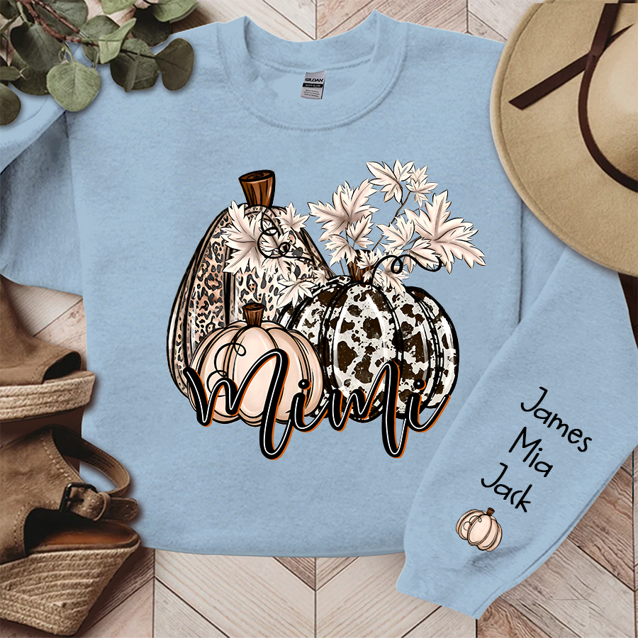 Lofaris Personalized Grandma Cowhide Pumpkin Fall Sweatshirt