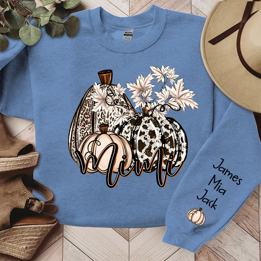 Lofaris Personalized Grandma Cowhide Pumpkin Fall Sweatshirt
