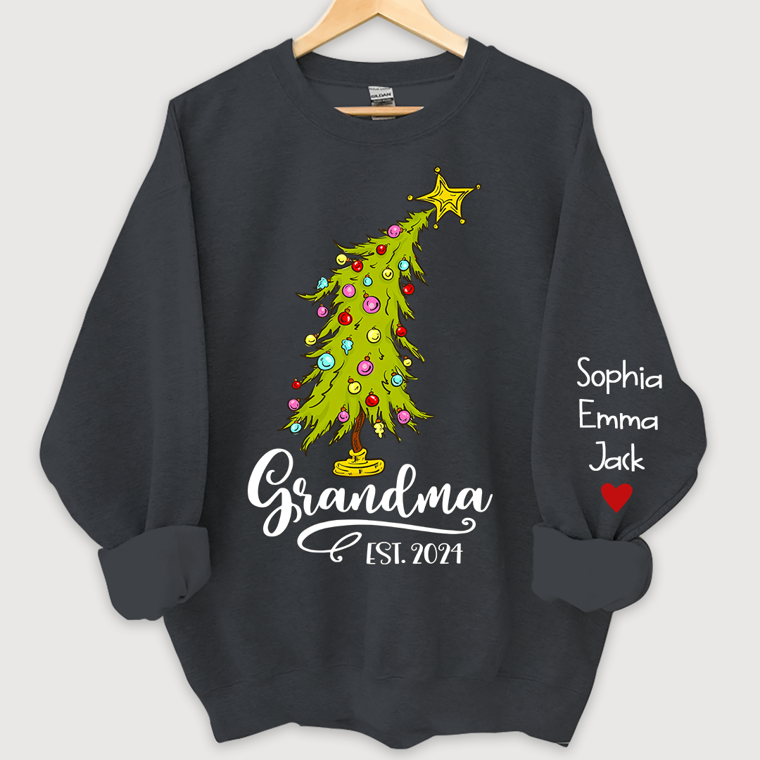 Lofaris Personalized Grandma Est Tree Christmas Sweatshirt