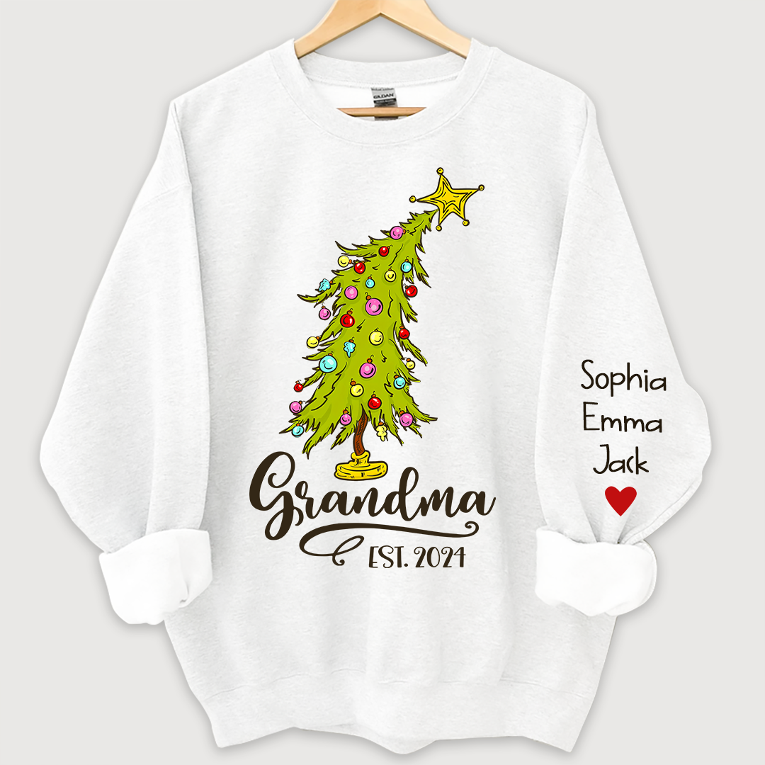 Lofaris Personalized Grandma Est Tree Christmas Sweatshirt
