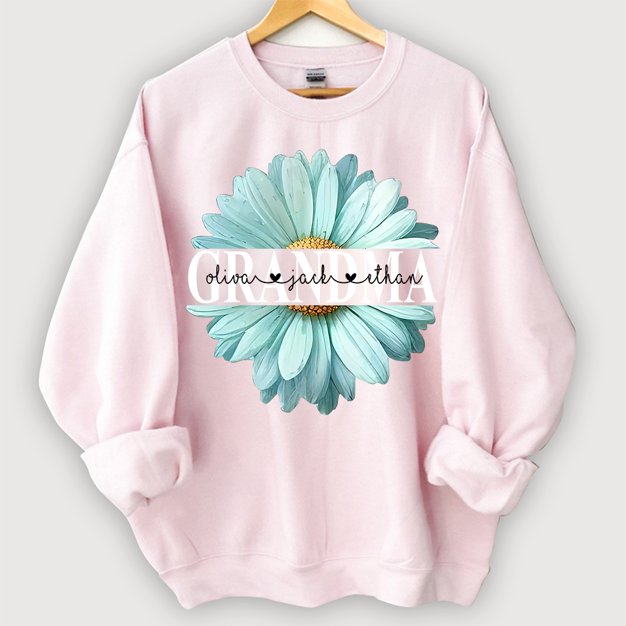 Lofaris Personalized Grandma Flower Daisy Grandkid Sweatshirt