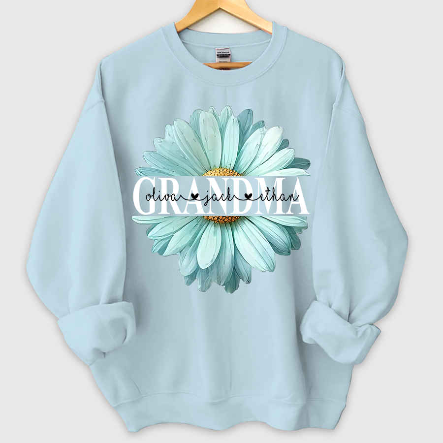 Lofaris Personalized Grandma Flower Daisy Grandkid Sweatshirt