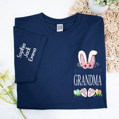 Lofaris Personalized Grandma Grandkids Pocket Easter T-Shirt