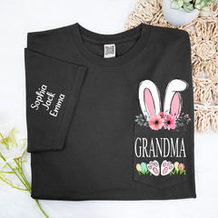 Lofaris Personalized Grandma Grandkids Pocket Easter T-Shirt