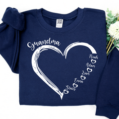 Lofaris Personalized Grandma Heart And Grandkids Sweatshirt