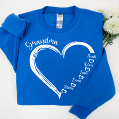 Lofaris Personalized Grandma Heart And Grandkids Sweatshirt