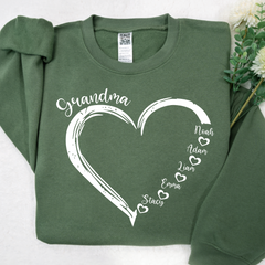Lofaris Personalized Grandma Heart And Grandkids Sweatshirt