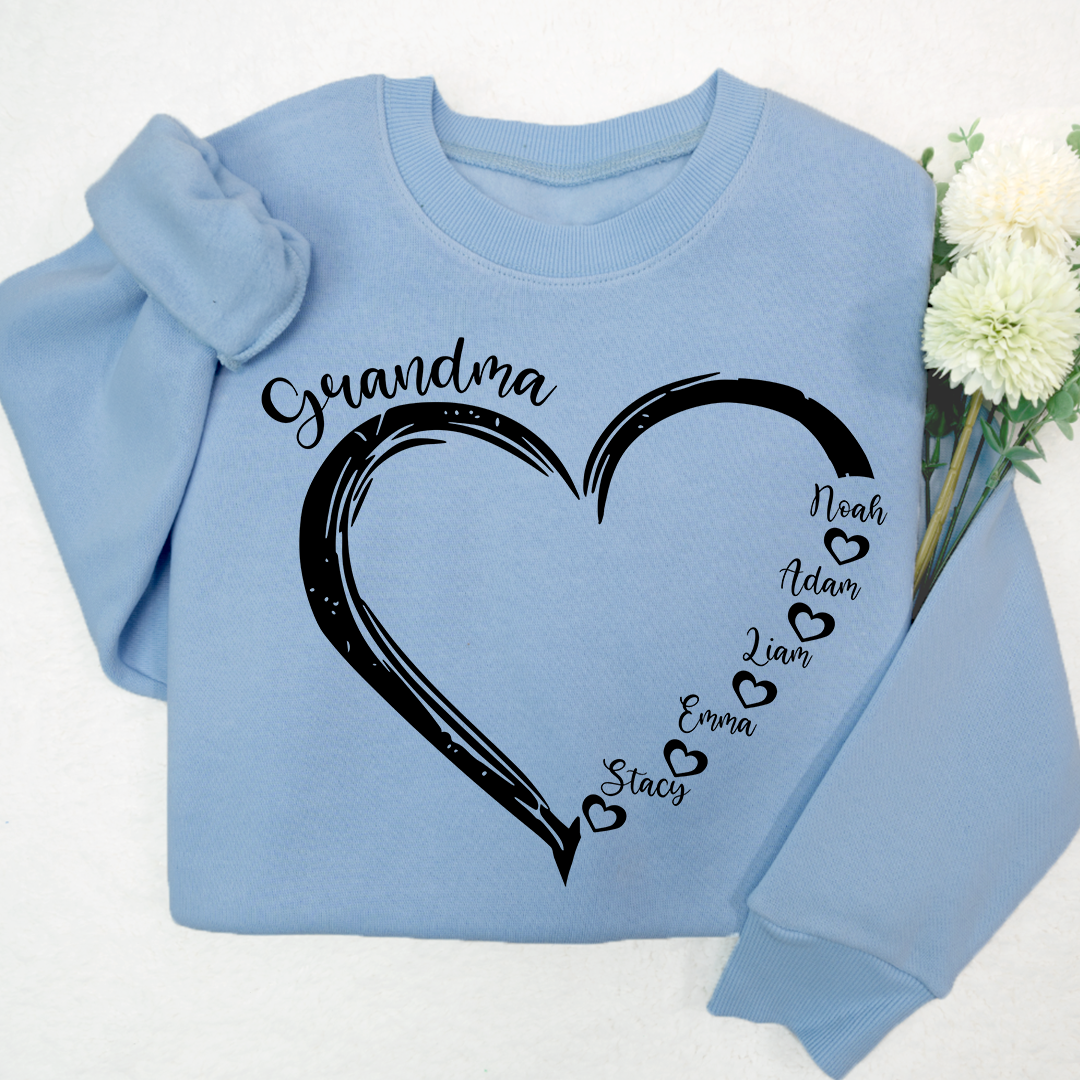 Lofaris Personalized Grandma Heart And Grandkids Sweatshirt