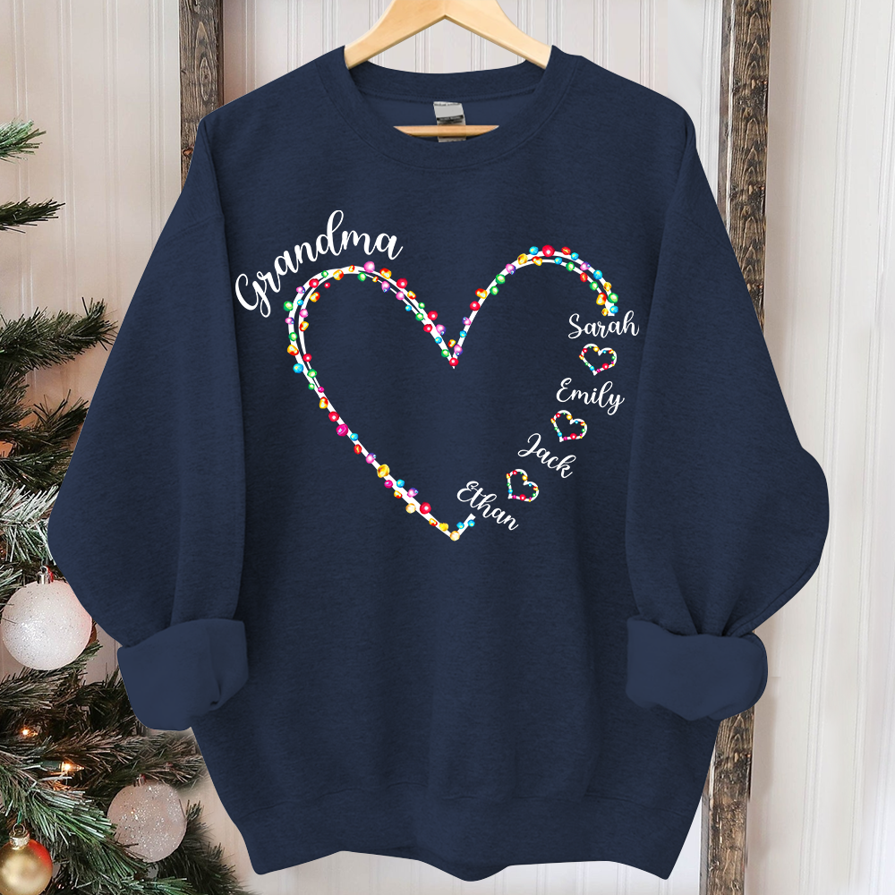 Lofaris Personalized Grandma Heart Light Christmas Sweatshirt