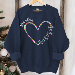 Lofaris Personalized Grandma Heart Light Christmas Sweatshirt