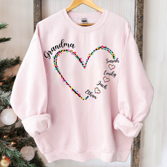 Lofaris Personalized Grandma Heart Light Christmas Sweatshirt