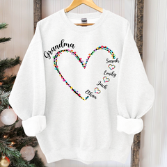 Lofaris Personalized Grandma Heart Light Christmas Sweatshirt